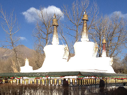 This stupa lies right behind the the Potala Palace in Lhasa Tibet. 